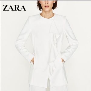 ZARA WHITE COAT/JACKET RUFFLE NWOT blazer
